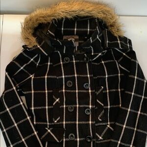YMI plaid fur hood peacoat